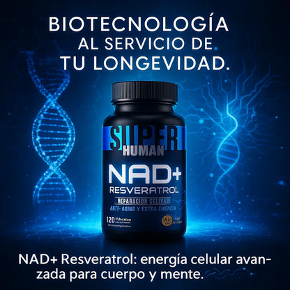 NAD+ Resveratrol – Regenerare Celulară, Anti-Îmbătrânire și Energie În Plus – SuperHuman + CADOU GRATUIT