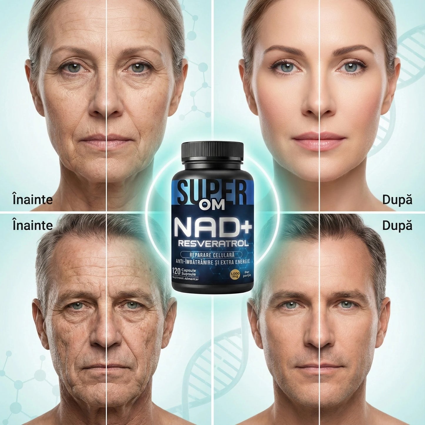 NAD+ Resveratrol – Regenerare Celulară, Anti-Îmbătrânire și Energie În Plus – SuperHuman + CADOU GRATUIT