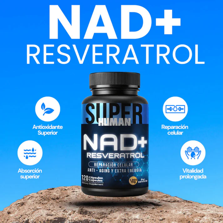 NAD+ Resveratrol – Regenerare Celulară, Anti-Îmbătrânire și Energie În Plus – SuperHuman + CADOU GRATUIT